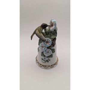 Vintage Hummingbird Blue Morning Glory Porcelain Musical Figurine Music Box